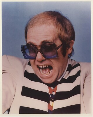 #ad Elton John Wide Open Mouth Big Glasses Close up Portrait Vintage 8x10 Photo $24.99
