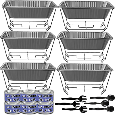 #ad Chafing Dish Buffet Set Half Size Disposable Catering Supplies 6 Pack Food W $61.61