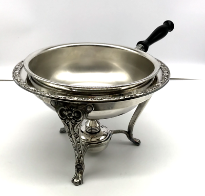 International Silver Co. Silverplated Chafing Dish with Wood Handle amp; Burner $25.00