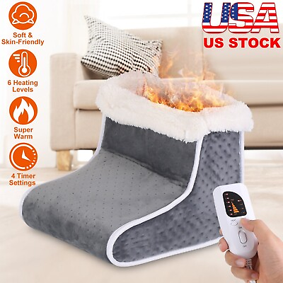 #ad Electric Heated Foot Warmer Winter Warm Feet Heating Pad Boots 4 Timing Washable $34.33