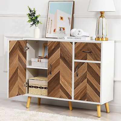 #ad #ad Modern Sideboard Buffet Cabinet Kitchen Storage Cabinet w Drawer amp; 3 Doors Home $119.90
