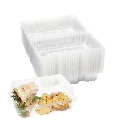 #ad 50 Pack Clear Plastic Disposable Food Containers with Lids for Take Out 9x6x4quot; $20.99