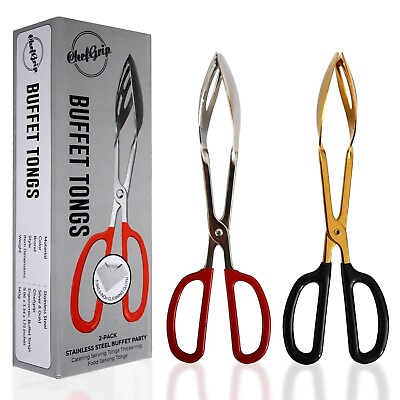 #ad Stainless Steel Tongs for Serving Food 2 Pack Buffet Tongs Salad Tongs BB... $36.86