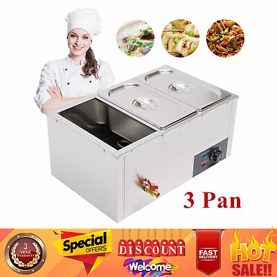 #ad 850W Electric Food Warmer 3Pan Commercial Buffet Steam Table Stainless Steel New $104.50