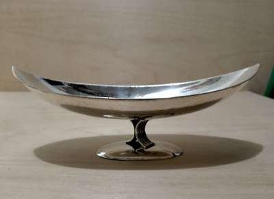 #ad German? Dutch? Antique Silver Dish On Stand Unique Length 7.5quot; 152 grams $259.00