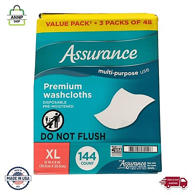 #ad #ad Assurance Premium Disposable Washcloths Pre Moistened Body Wipes XL 144 Count $15.98