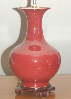 CHINESE OXBLOOD LAMP Red White Vase Sang de Boeuf Flambe Monochrome $110.00