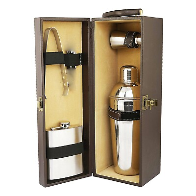 Leatherette Portable Bar Set With Wooden Case US $67.44