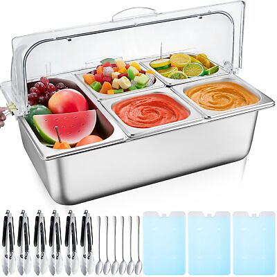 #ad Ice Cooled Condiment Serving Container Stainless Steel Bar Caddy Dispenser wi... $187.31
