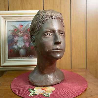 #ad Female Clay Bust Sculpture Head Face Studio Art Pottery Stoneware Folk Art 13quot; $149.99