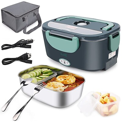 #ad #ad 40W Food Heated Lunch Box 12V 24V 110V Portable Lunch Warmer Leakproof Bento US $39.99
