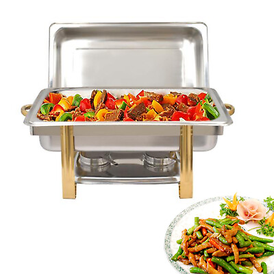 9L Stainless Steel Chafer Buffet Chafing Dish Set with Foldable Frame Water Pans $70.00