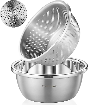 #ad 304 Stainless Steel Colander Rice Washing Bowl Set Colanders amp; Food Strainers $36.24