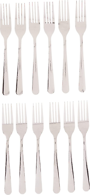 #ad 12 Heavy Duty Dinner Forks Set 18 0 Stainless Steel Salad Table Fork Flatware US $10.96