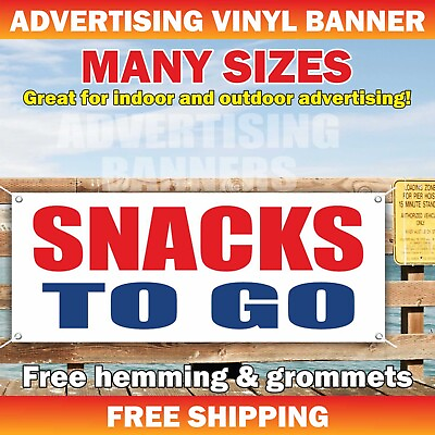 #ad SNACKS TO GO Advertising Banner Vinyl Mesh Sign food buffet DELIVERY SERVICE $219.95