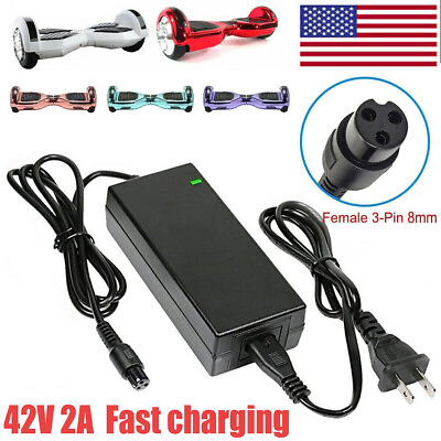 #ad #ad 42V 2A Fast Charger Adapter 3 Pin for 36V Balancing Electric Scooter Hoverboard $8.98