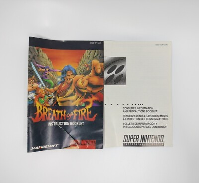 #ad #ad Breath of Fire Super Nintendo Entertainment System Instruction Booklet $19.89