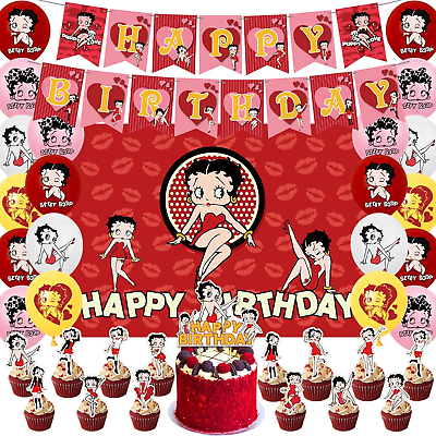 #ad 51 Pcs Betty Birthday Decoration Cartoon Theme Party Set Including Birthday Ban $37.72