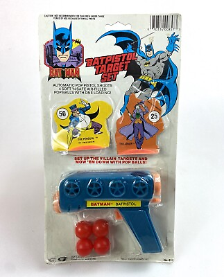 #ad Batman Bat Pistol Target Set Vintage Role Play Toy 1982 DC Comics New Sealed $29.98