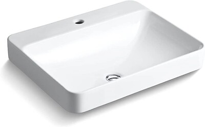 KOHLER K 2660 1 0 Vox White Drop In Vessel Bathroom Sink with Overflow Drain*NEW $199.99