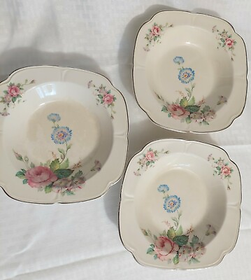 #ad Edwin M. Knowles China Gloria Pattern 8 inch 3 salad bowls? Antique dish flower $24.00