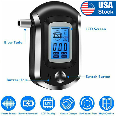 LCD Portable Digital Breath Alcohol Tester Breathalyzer Analyzer Police Detector $11.39
