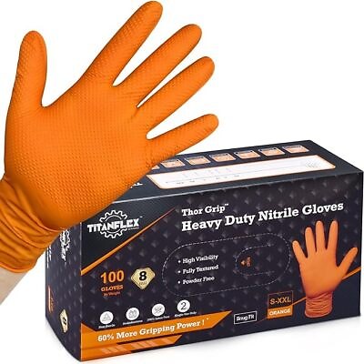 #ad Thor Grip Heavy Duty Industrial Nitrile Gloves with Raised Diamond Texture 8 mil $19.99