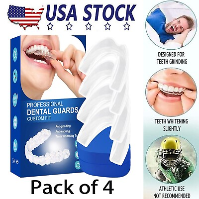 #ad 4Pack Silicone Mouth Guard Night Sleep Teeth Clenching Grinding Dental Bite $6.99