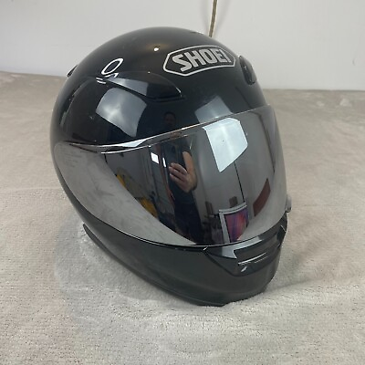 #ad Shoei Helmet Large Gloss Black RF 1100 Full Face Motorcycle Riding Chrome Shield $192.91