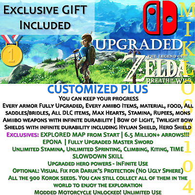 The Legend of Zelda: Breath of the Wild UPGRADED Save Data for Nintendo Switch $28.00