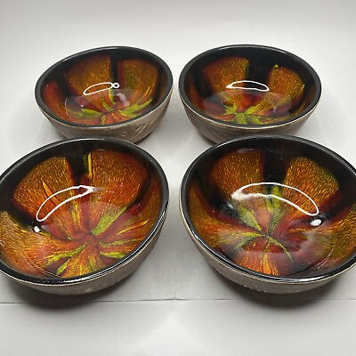 #ad California Pottery Salad Bowl Set 613 B Drip Glaze Vintage MCM $24.69