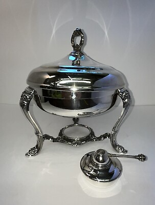 #ad Vintage Silver Plated Chafing Dish Bowl Food Warmer With Oil Burner With Snuffer $47.00