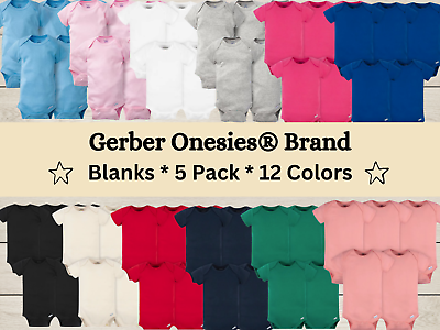 #ad 5 Pack of Gerber Onesies® Brand 12 Colors 0 3 3 6 6 9 12 and 18 months New $5.00