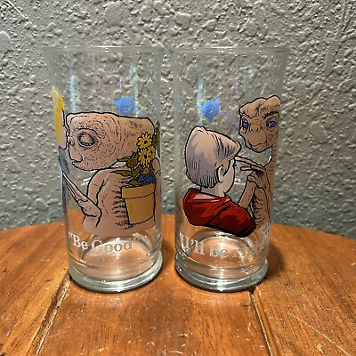 #ad Vintage E. T. Glasses Pizza Hut 1982 Collector’s Series Set Of 2 $16.19