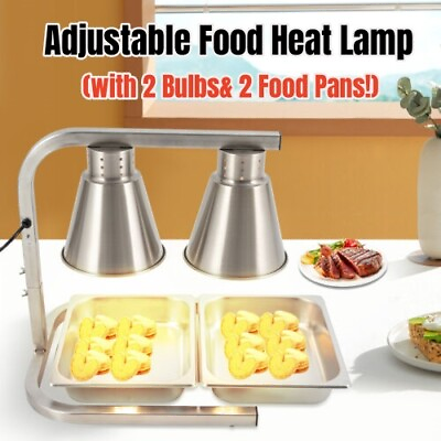 #ad Dual Bulb Heat Lamp Food Warmer Commerial Fry Warmer Dual Pan Food Warming Set $93.00