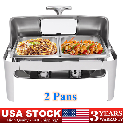 #ad #ad Electric Buffet Food Roll Top Chafing Dish Servers and Warmers with Cover 2 Pans $162.45