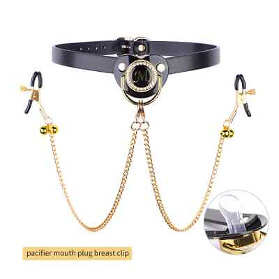 #ad Pacifier Mouth Gag with Gold Chain Clamps Breast Clip Slaves Clamps Couples $20.22