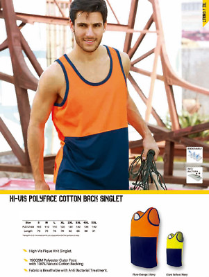 #ad #ad Hi Vis Pique Knit Safety Singlet with Polyester Outer face amp; 100% Cotton Backing AU $11.40