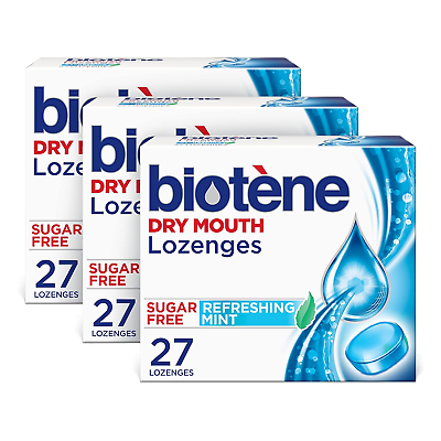 #ad Dry Mouth Lozenges for Fresh Breath Relief Mint 27 Ct 3 Pack $31.99