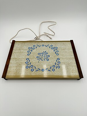 Vintage Warm O Tray Warming Electric Tray With Blue Floral Design Untested $14.00