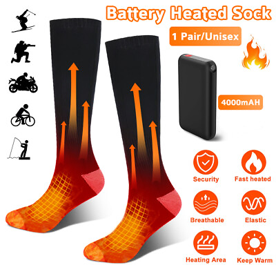 #ad Winter Electric Heated Socks Thermal Warm USB Rechargeable Shoe Boot Foot Warmer $34.57