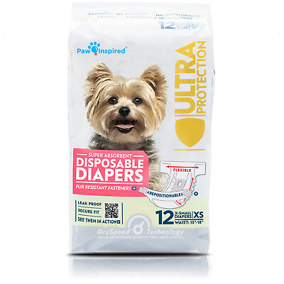 #ad 12ct Paw Inspired Dog Diapers Disposable for Female Doggie Puppy in Heat Period $14.99