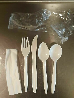 Culinary individually wrapped 5 piece cutlery disposable set 50 count open box $19.00