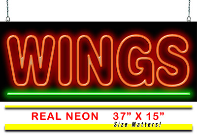 #ad EXTRA LARGE Wings Neon Sign Jantec 37quot; x 15quot; Buffalo Pizza Bar amp; Grill Pub $499.00