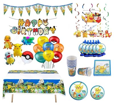 #ad Po.Ke.Mon Theme Balloons Birthday Party Decoration Age set Foil Latex Kids GBP 12.95