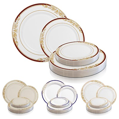 #ad Disposable Plastic Plates Dinner Party Wedding Salad Round Harmony Design 120pcs $126.99