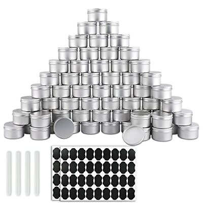 64 Pack Round Cans with Screw Lid 4 Oz Aluminum Metal Tins DIY Food Candle Co... $45.05
