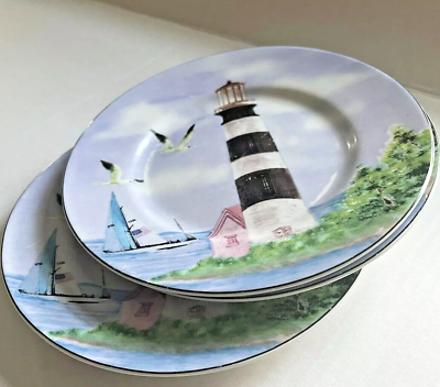 Thomson Pottery Porcelain Salad Plates. Early 2000 Lighthouse Edition. Set of 3 $15.00