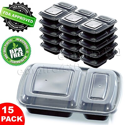 15 Pack PaczSaver Meal Prep Containers 2 Compartments Food Storage Boxes $11.99