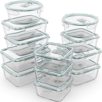 #ad Razab 24 Piece Glass Food Storage Containers w Airtight Lids Microwave Oven... $48.99